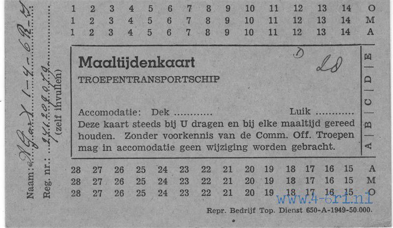 maaltijdkaart
